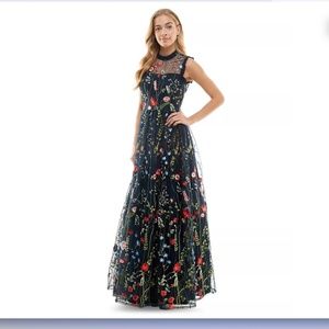 Gown, Juniors Size 15, XL, Navy Blue Floral